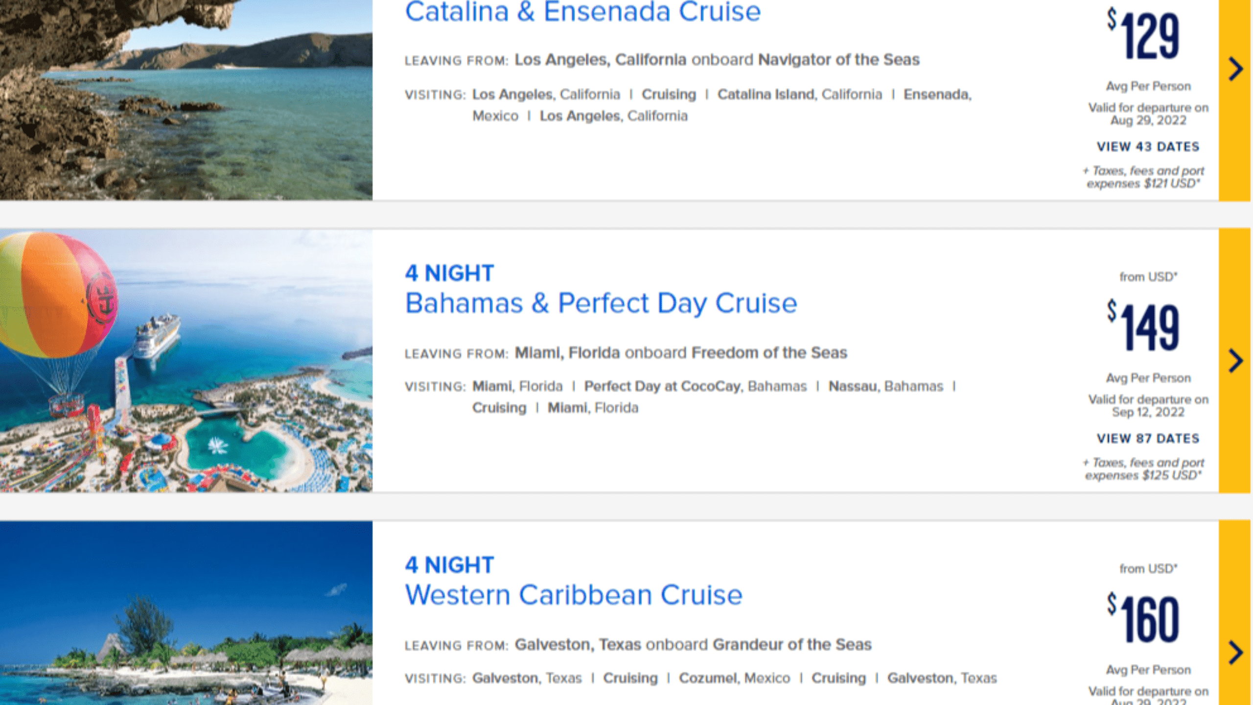 royal caribbean cruise trips pictures