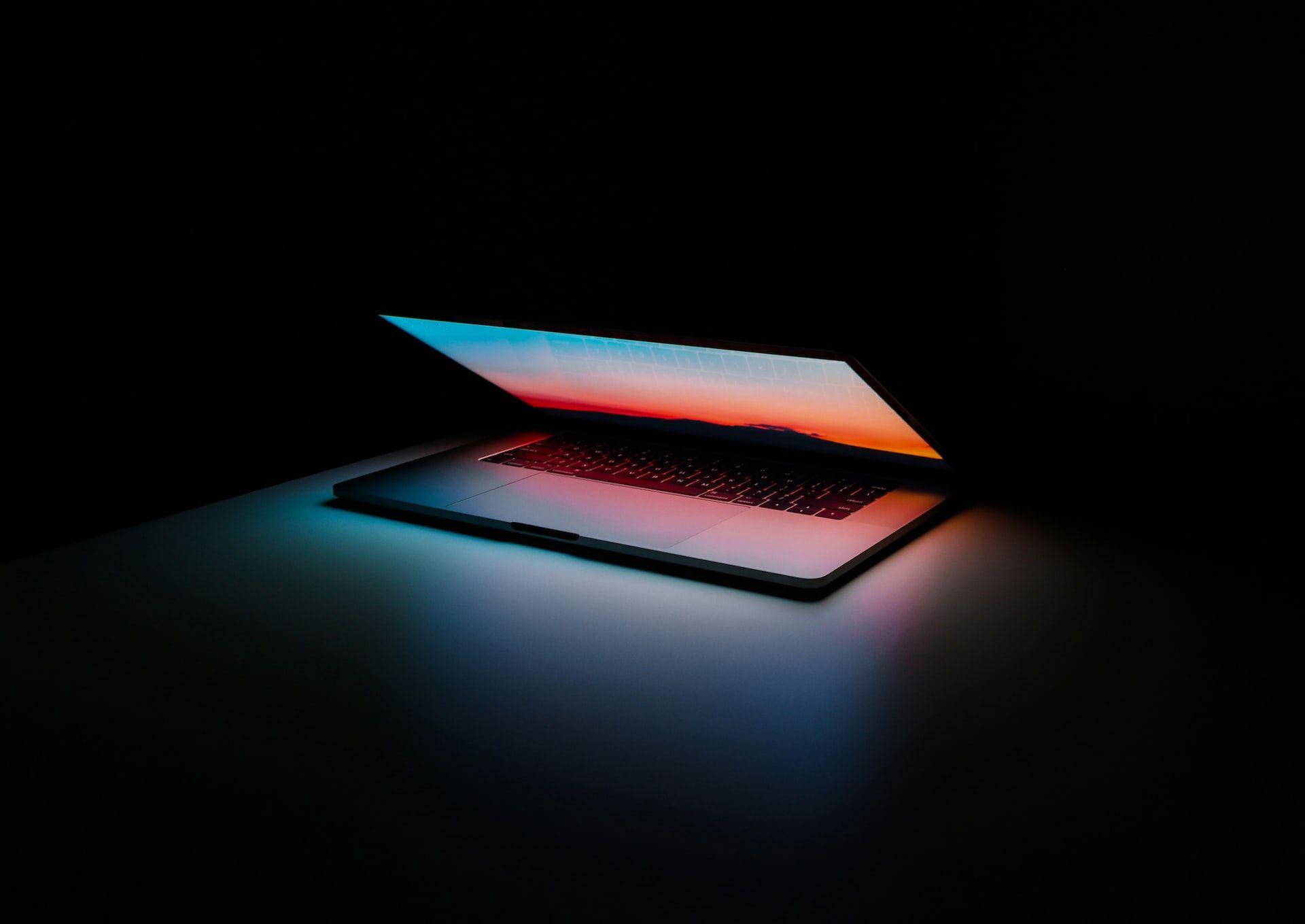 laptop with screen light