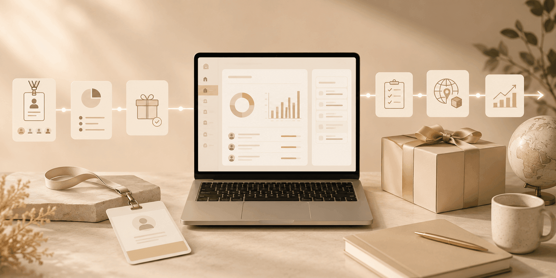 B2B event gift automation dashboard with follow-up workflows and global fulfillment