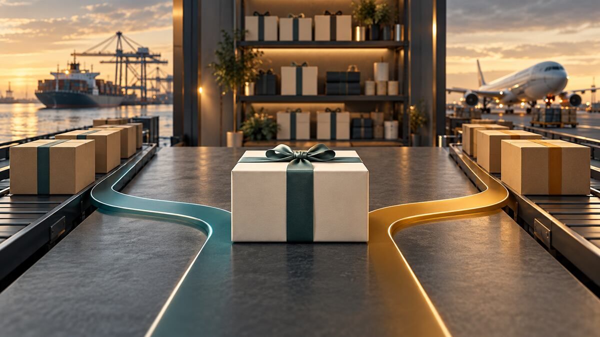 A resilient gifting operation routes one gift through parallel air and sea fulfillment paths