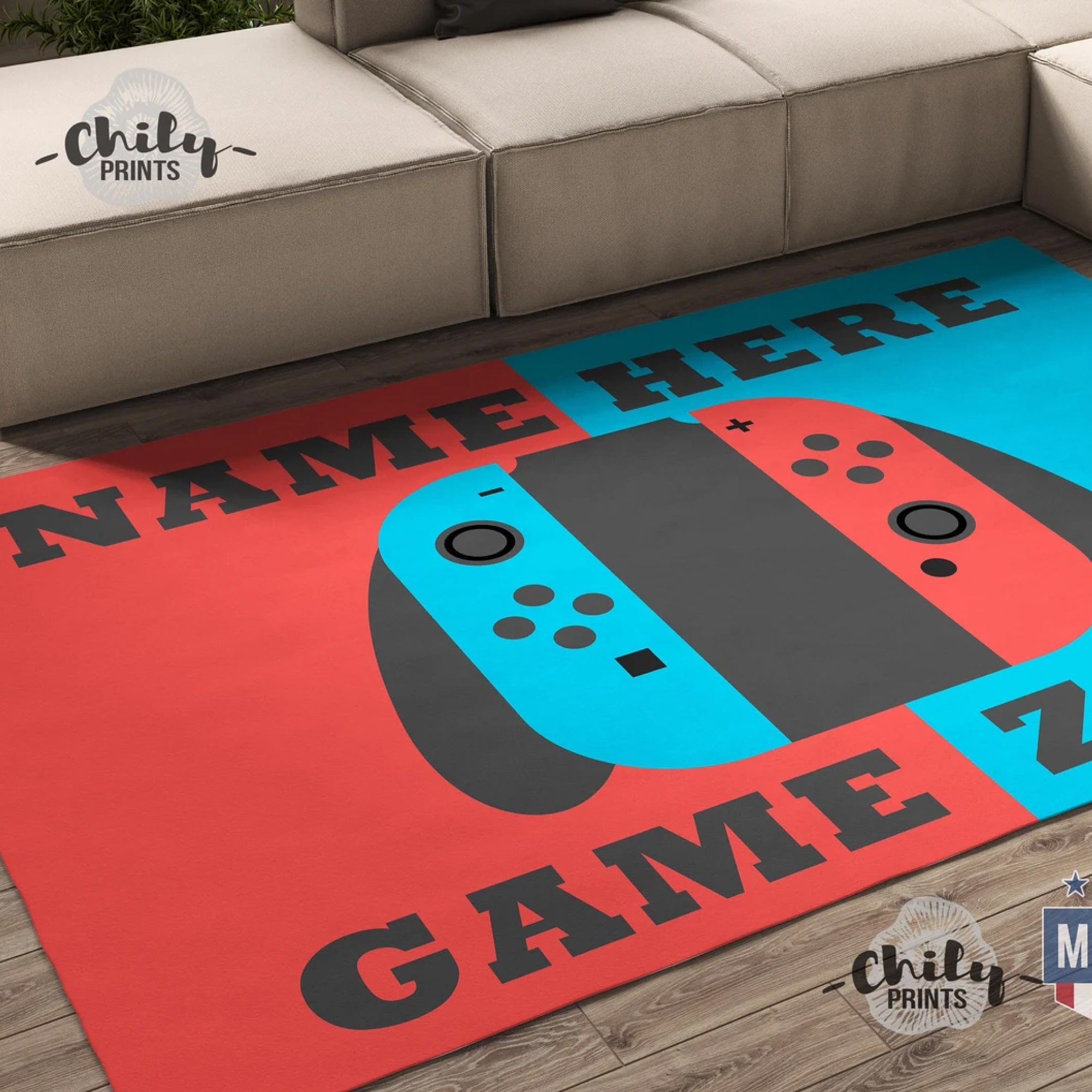 customized name gamer switch area rug