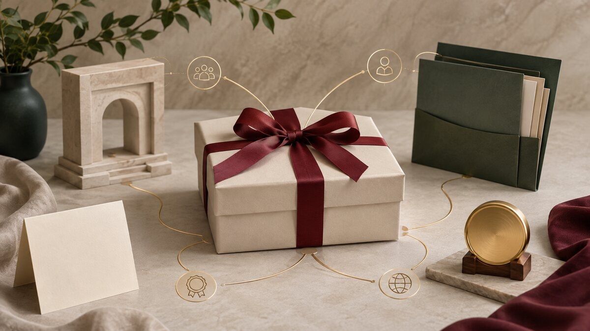 An elegant unbranded donor recognition gift connected to university stewardship, approvals, recipient choice, records, and global fulfillment