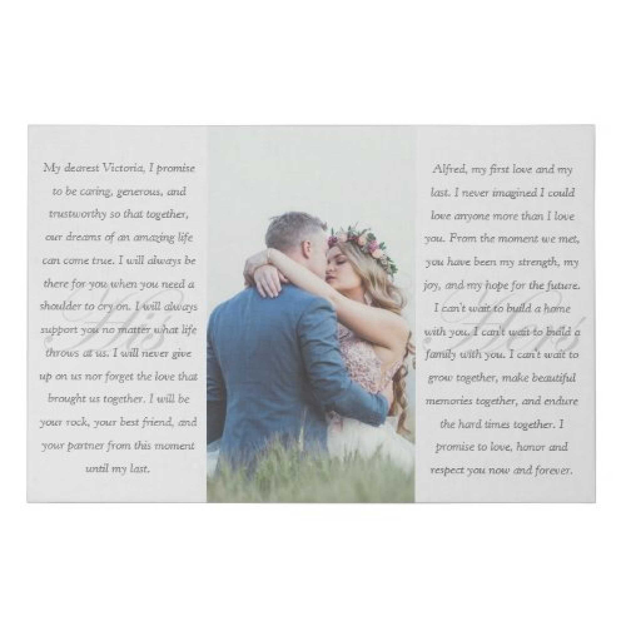 elegant white marriage photograph wedding vow art faux canvas print