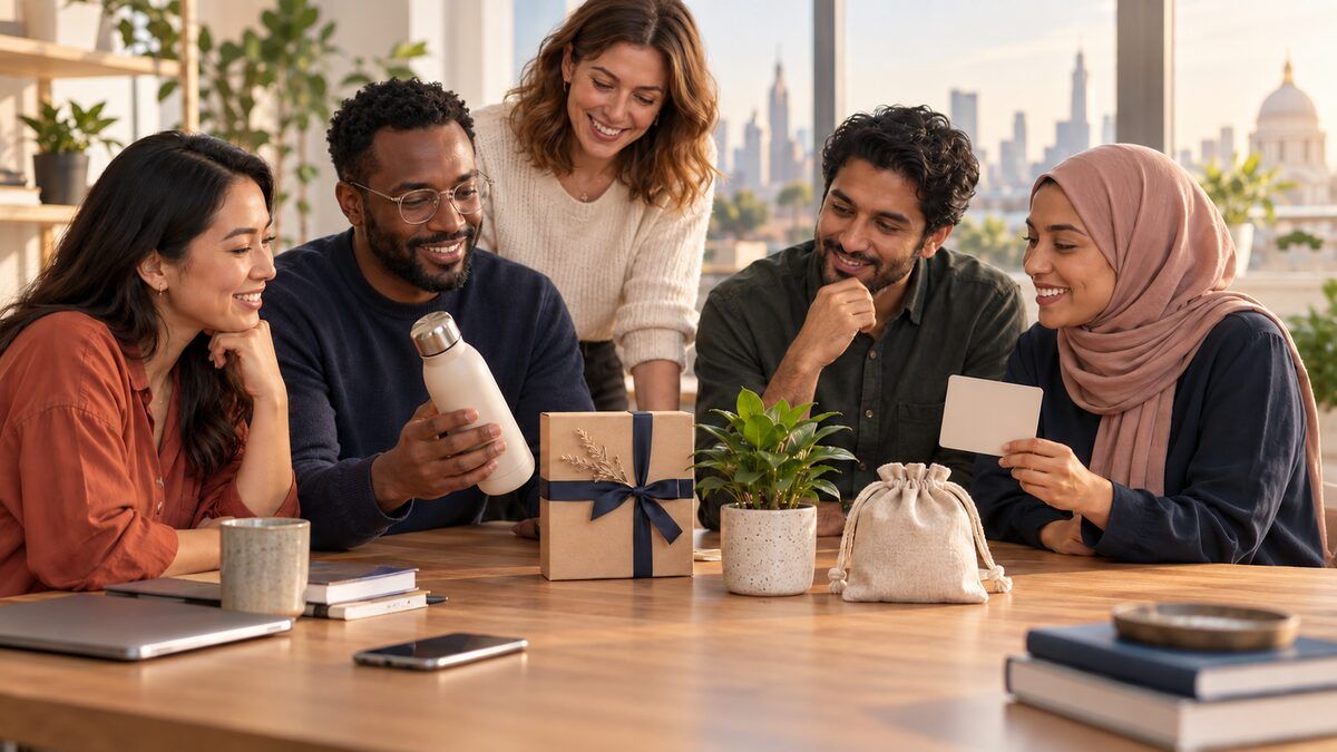 A diverse people and operations team reviewing thoughtful employee appreciation gift choices