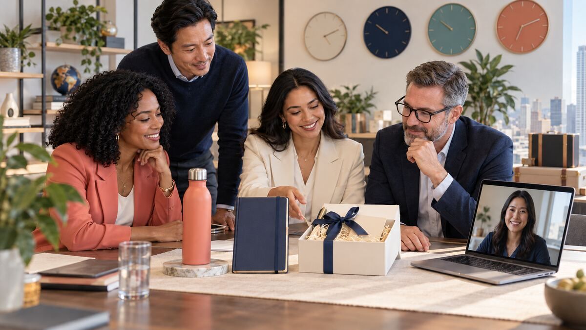 People leaders planning equitable employee promotion gifts across regions and job levels