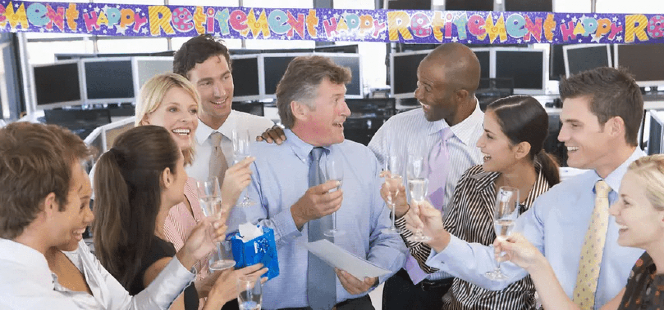 office celebrating and giving employee recognition gifts for years of service 