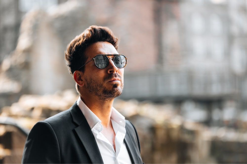 man wearing a pair of luxury sunglasses