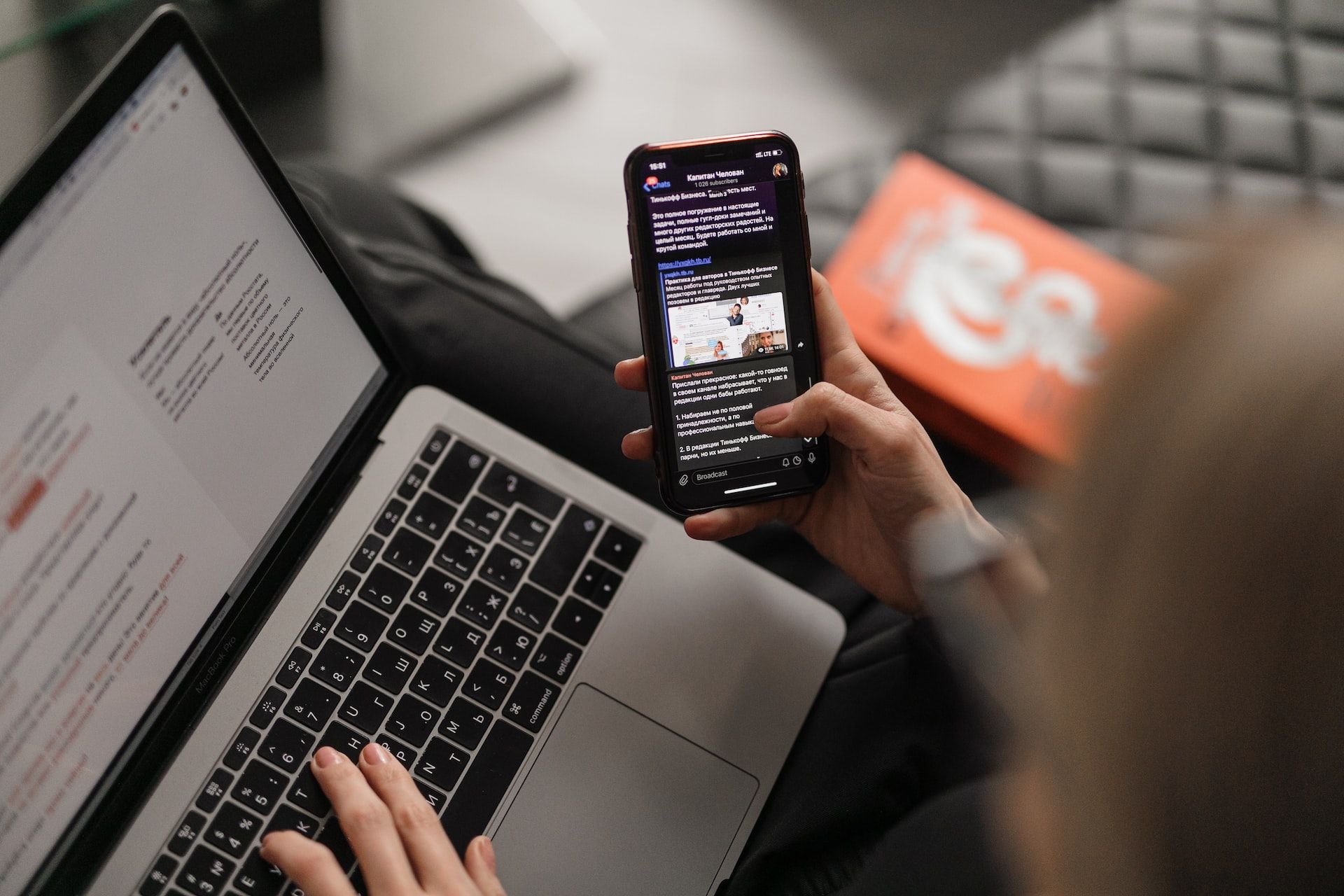 women working with laptop and phone