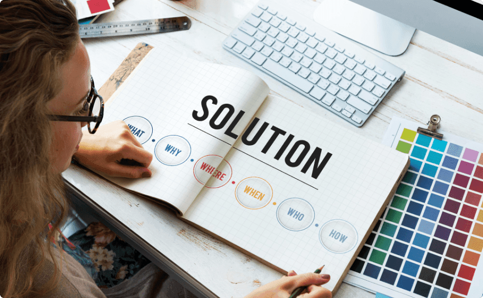 solution problem solving share ideas concept